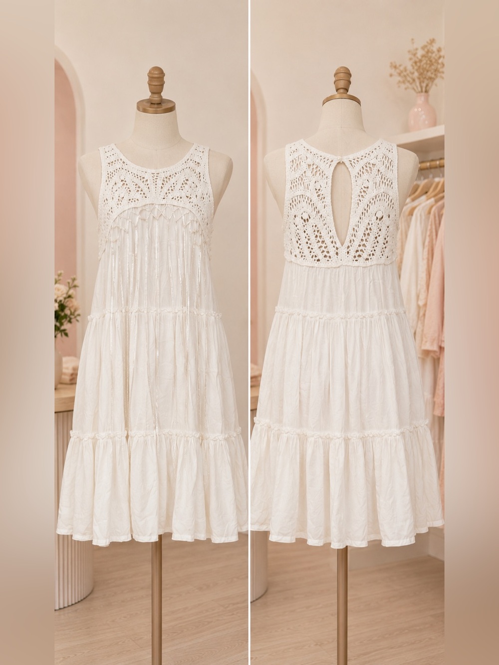 🤍 Altar’d State White Boho Crochet Dress - Small - Picture 3 of 7